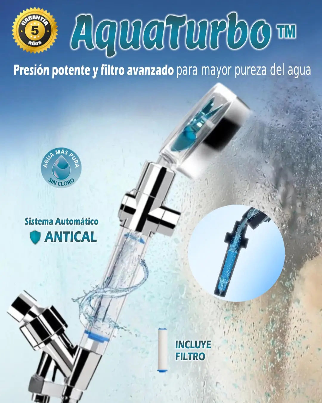 AquaTurbo™ - La primera ducha con sistema automático anti-cal 1