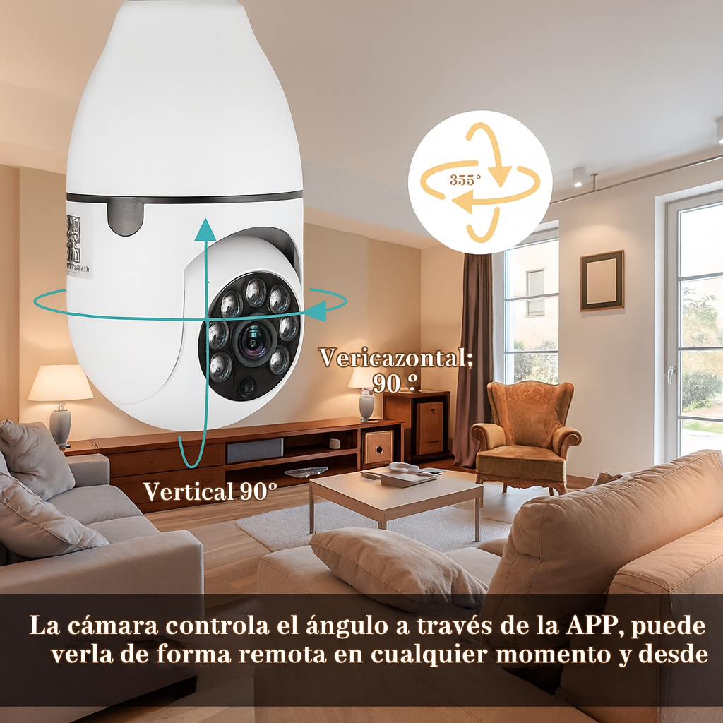 SafeBulb 360™ – El primer portero discreto con cámara HD y audio bidireccional desde tu móvil este donde estes. Sin obras. Sin mensualidades. (Camara nocturna, soporte techo incluido y sensores de aviso a tu móvil) + Envío GRATIS