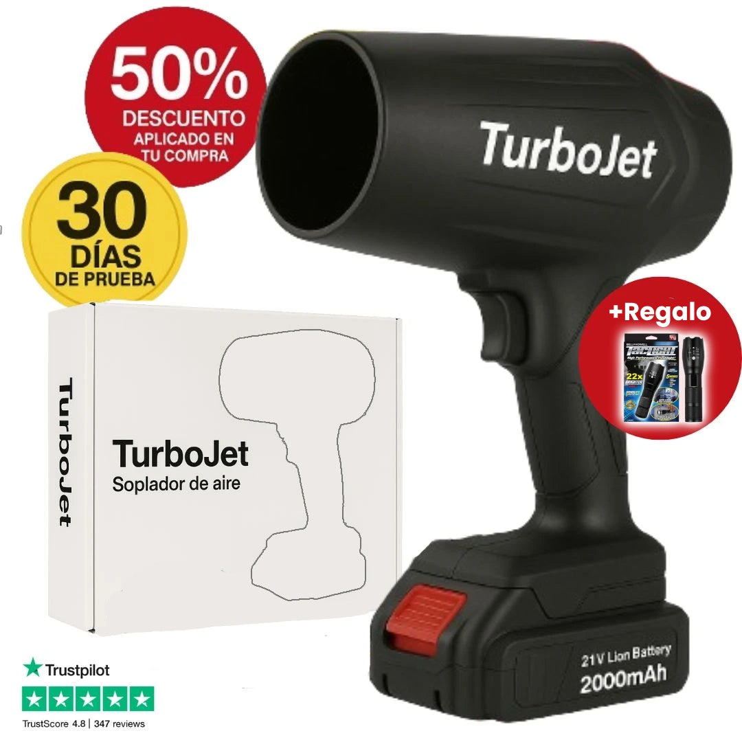 TurboJet™ - Limpia el jardín en cuestión de minutos, sin tener que barrer ni agacharte. Incluye + Linterna Militar Premium. (+Envío GRATIS).