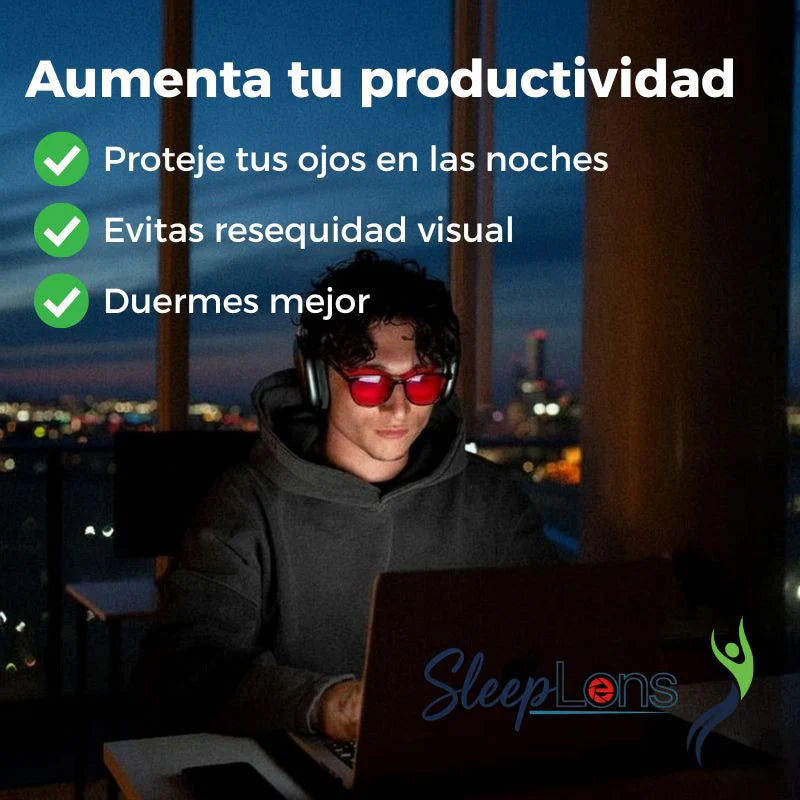 SleepLens™ - Protección profesional frente a la silenciosa y peligrosa luz azul. Graduación universal. (Hoy Incluye Regalo Gominolas naturales anti-estres valoradas en 29 euros)