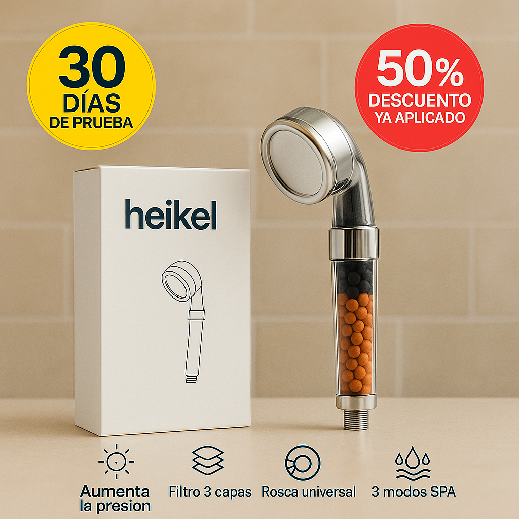 Ducha Heikel3X™ - La única ducha iónica del mercado con presión real y filtrado natural. (Rosca universal e incluye hoy Envío GRATIS) *Cada filtro dura más de 6 meses