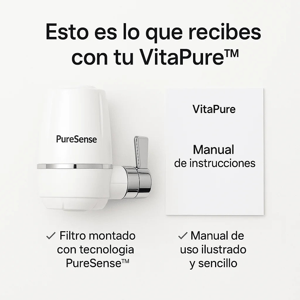 2 x VITAPURE™ - Elimina los agentes contaminante del agua al 99,97%. (*Instalación fácil y universal).