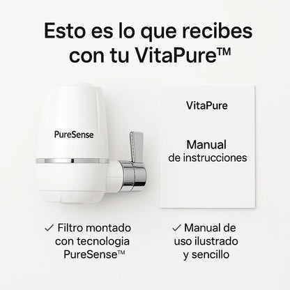 2 x VITAPURE™ - Elimina los agentes contaminante del agua al 99,97%. (*Instalación fácil y universal).