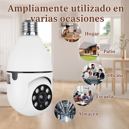 SafeBulb 360™ – El primer portero discreto con cámara HD y audio bidireccional desde tu móvil este donde estes. Sin obras. Sin mensualidades. (Camara nocturna, soporte techo incluido y sensores de aviso a tu móvil) + Envío GRATIS
