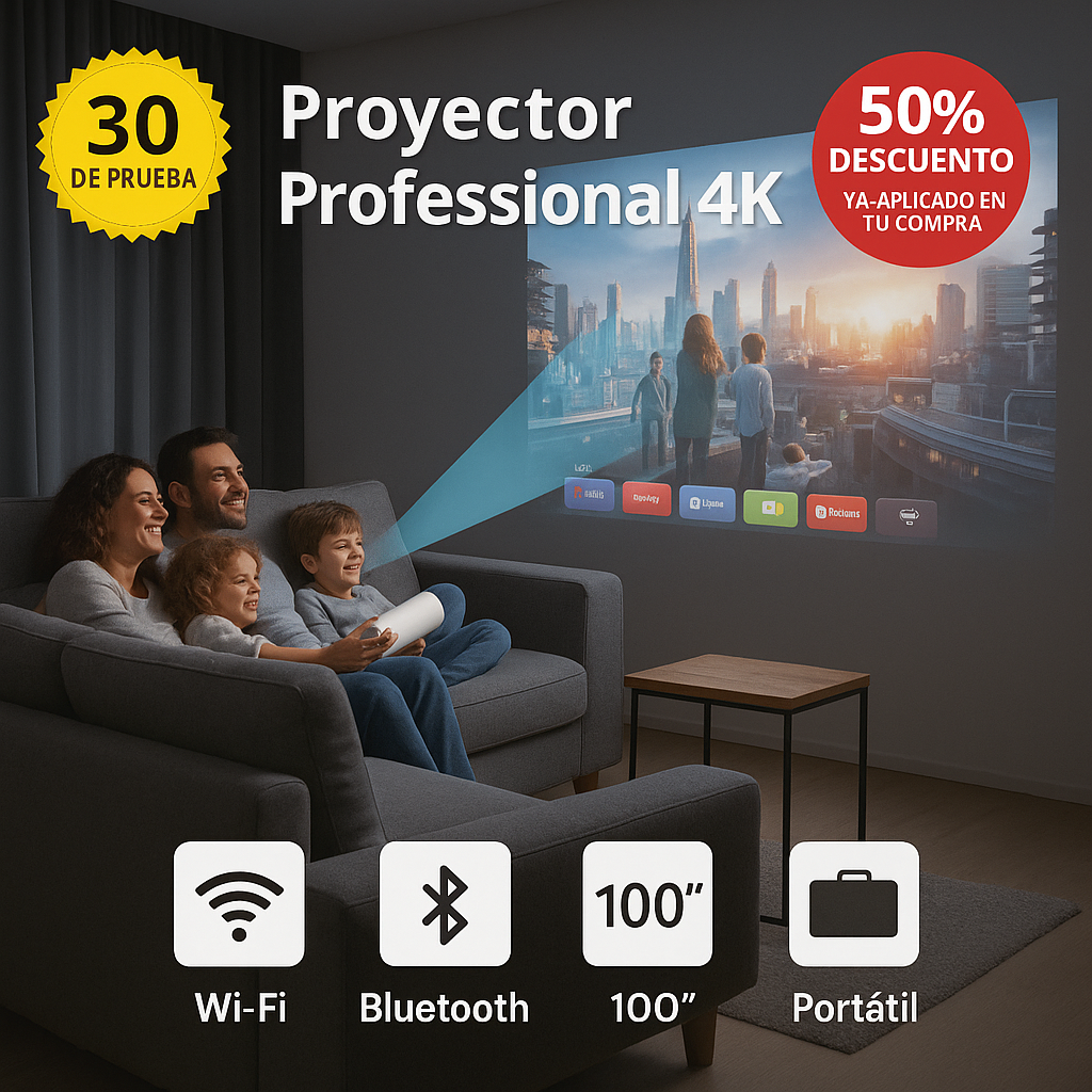 Spotlight HD™ – Cine al techo y pared 100 pulgadas en pisos pequeños en segundo full HD (Incluye conexión Wifi y Bluetooth + Control remoto +ENVIO GRATIS)