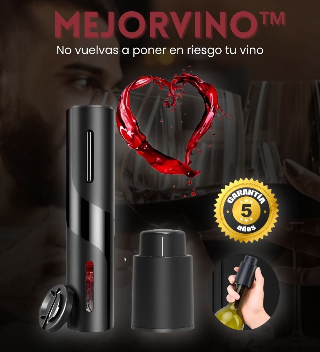 MEJORVINO™ - La única forma de evitar que un corcho viejo arruine tu mejor recuerdo, tu mejor vino. (Hoy incluye GRATIS Tapón profesional)