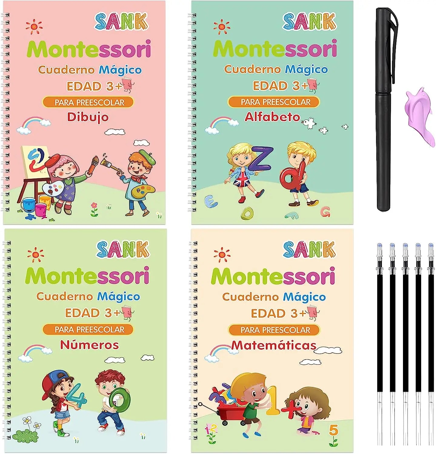 SANMAGIC™ - Los 4 libros que evita que tu hijo acabe suspendiendo. (Gracias a los cuadernos Montessori)