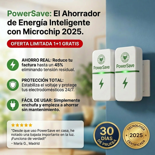 1 + 1 GRATIS | PowerSAVE™ - Elimina los picos de tensión y ahorra en la factura de la luz. *No tienes que hacer mantenimiento.