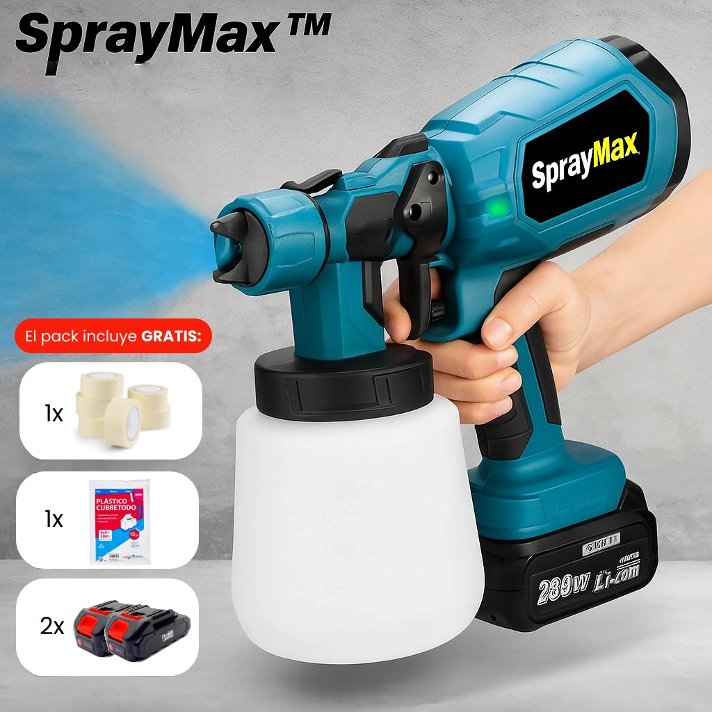 SprayMAX™ - La única pistola de pintar del mercado con batería extendida. (Incluye cinta, cubretodo y 2 baterías) +Envío GRATIS