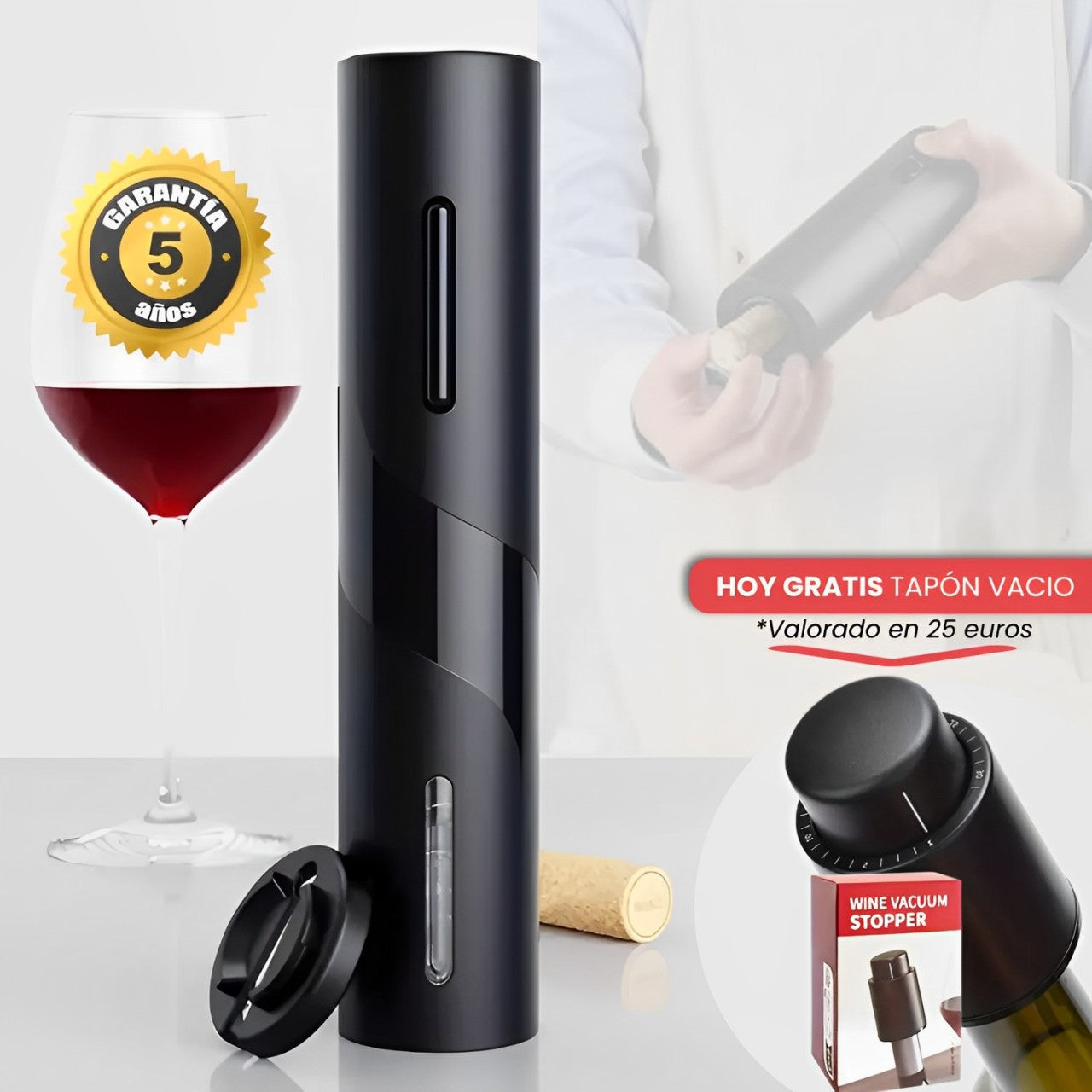 MEJORVINO™ - La única forma de evitar que un corcho viejo arruine tu mejor recuerdo, tu mejor vino. (Hoy incluye GRATIS Tapón profesional).