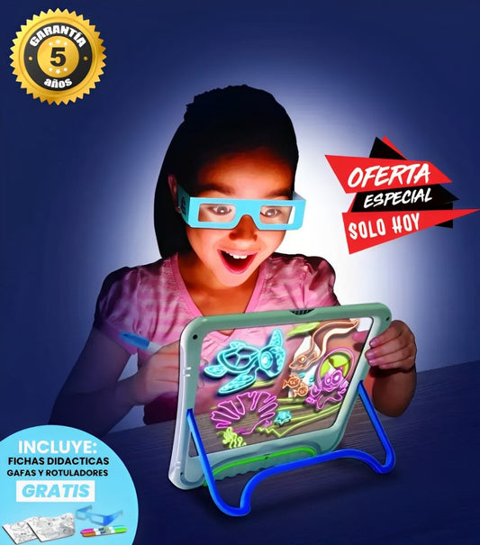 Magicboard™ - Evita que tu hijo se vuelva adicto al móvil y saque malas notas (Kit pizarra, gafa, rotuladores y fichas educativas)